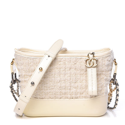 Chanel Tweed Calfskin Quilted Small Gabrielle Hobo Ivory 1 of 13