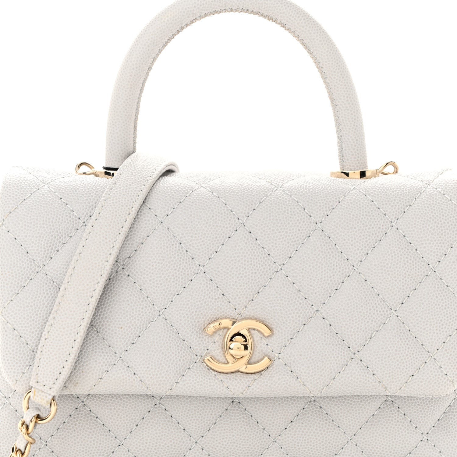 Chanel Caviar Quilted Mini Coco Handle Flap Light Grey 8 of 10