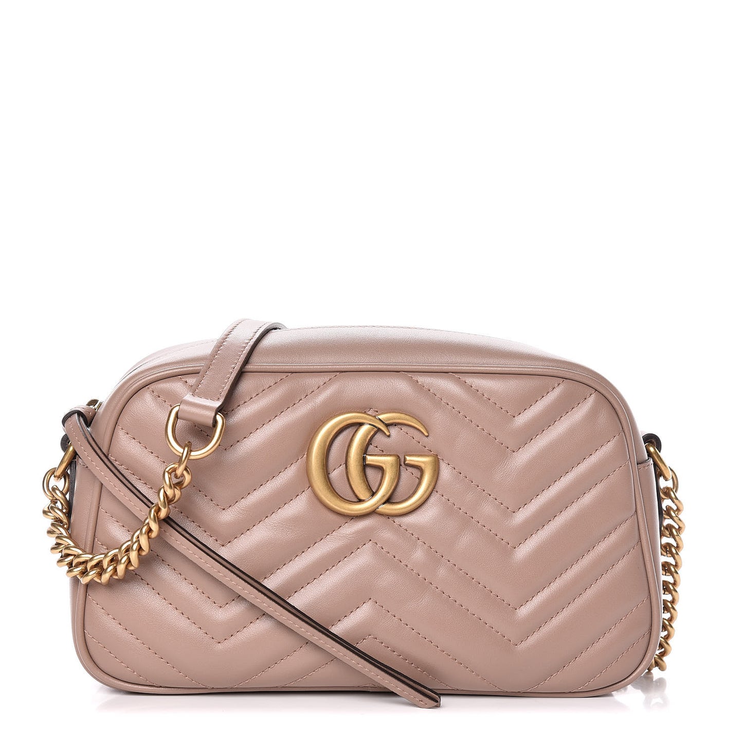 Calfskin Matelasse Small GG Marmont Chain Shoulder Bag Porcelain Rose