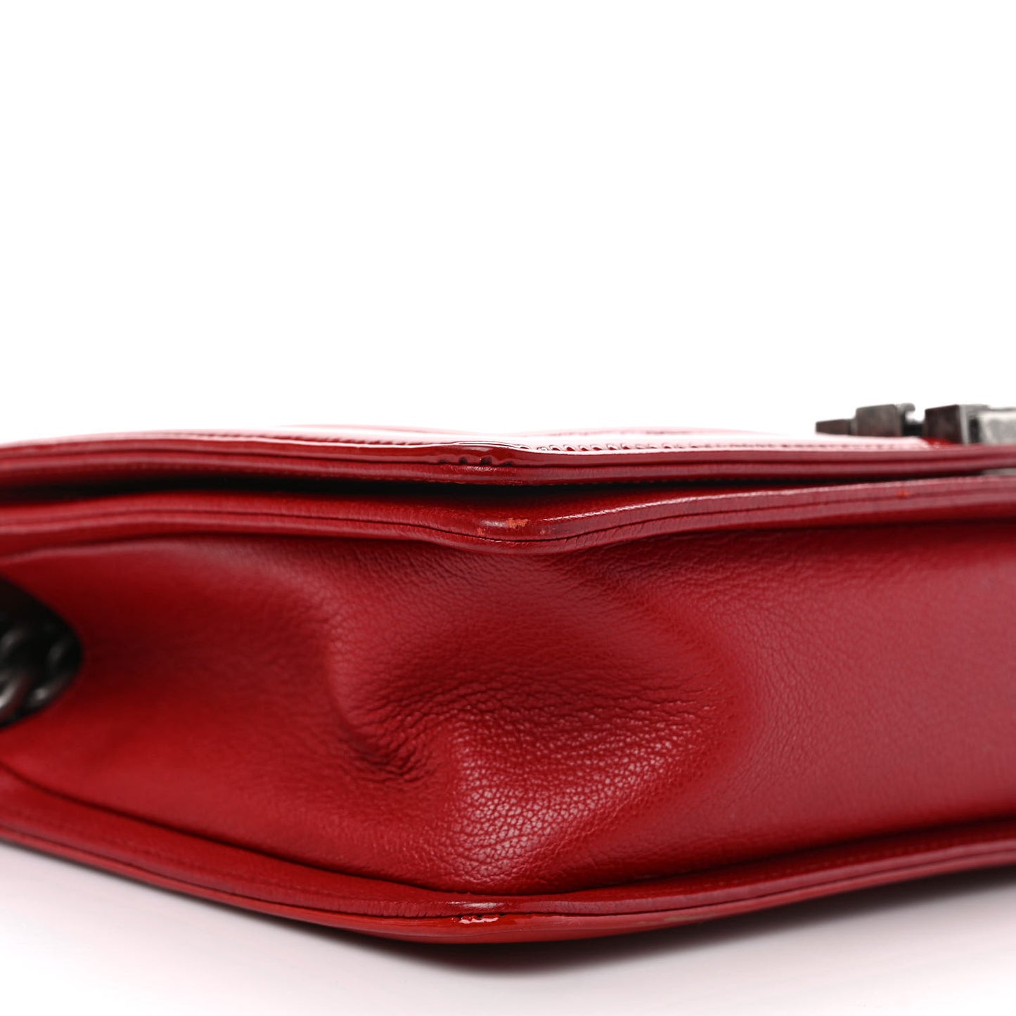 Patent Goatskin Quilted New Medium Boy Flap Red