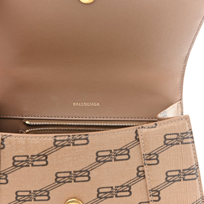 Balenciaga Coated Canvas BB Monogram Small Hourglass Top Handle Bag Beige Brown 6 of 8
