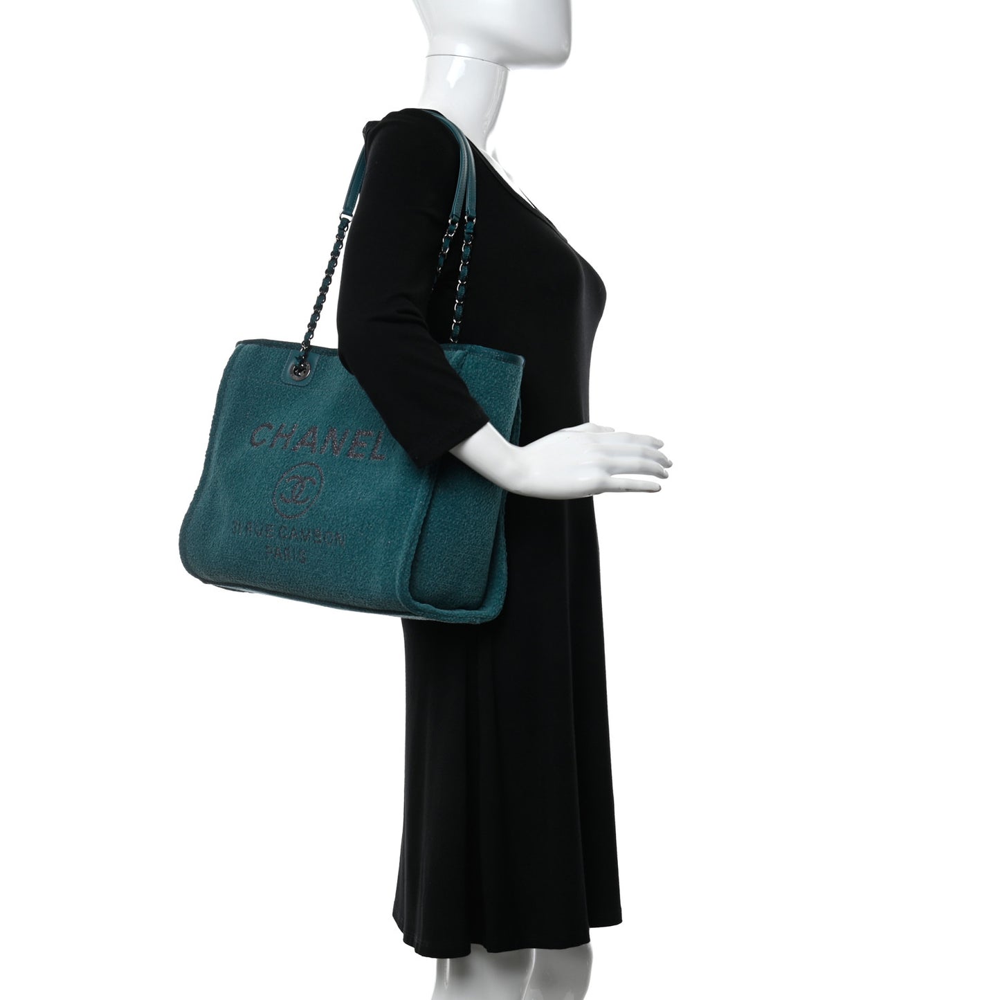 Lurex Boucle Small Deauville Tote Turquoise