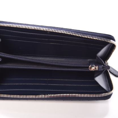 Chanel Caviar Chevron Quilted Large Gusset Zip Around Wallet Navy 5 of 8