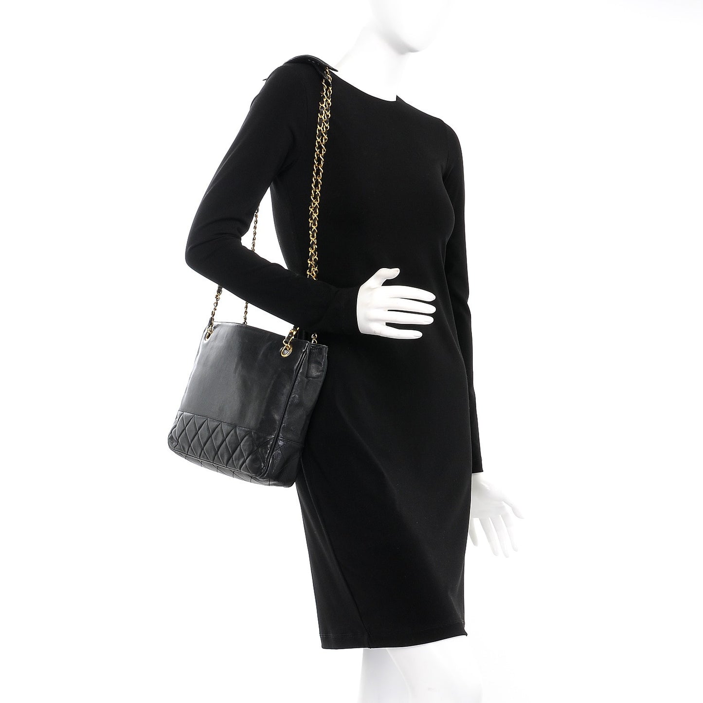 Lambskin Quilted Shoulder Bag Black