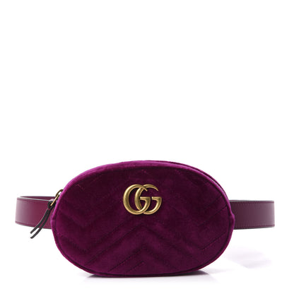 Gucci Velvet Matelasse GG Marmont Belt Bag 85 34 Fuchsia Violet Cyclamen 1 of 11