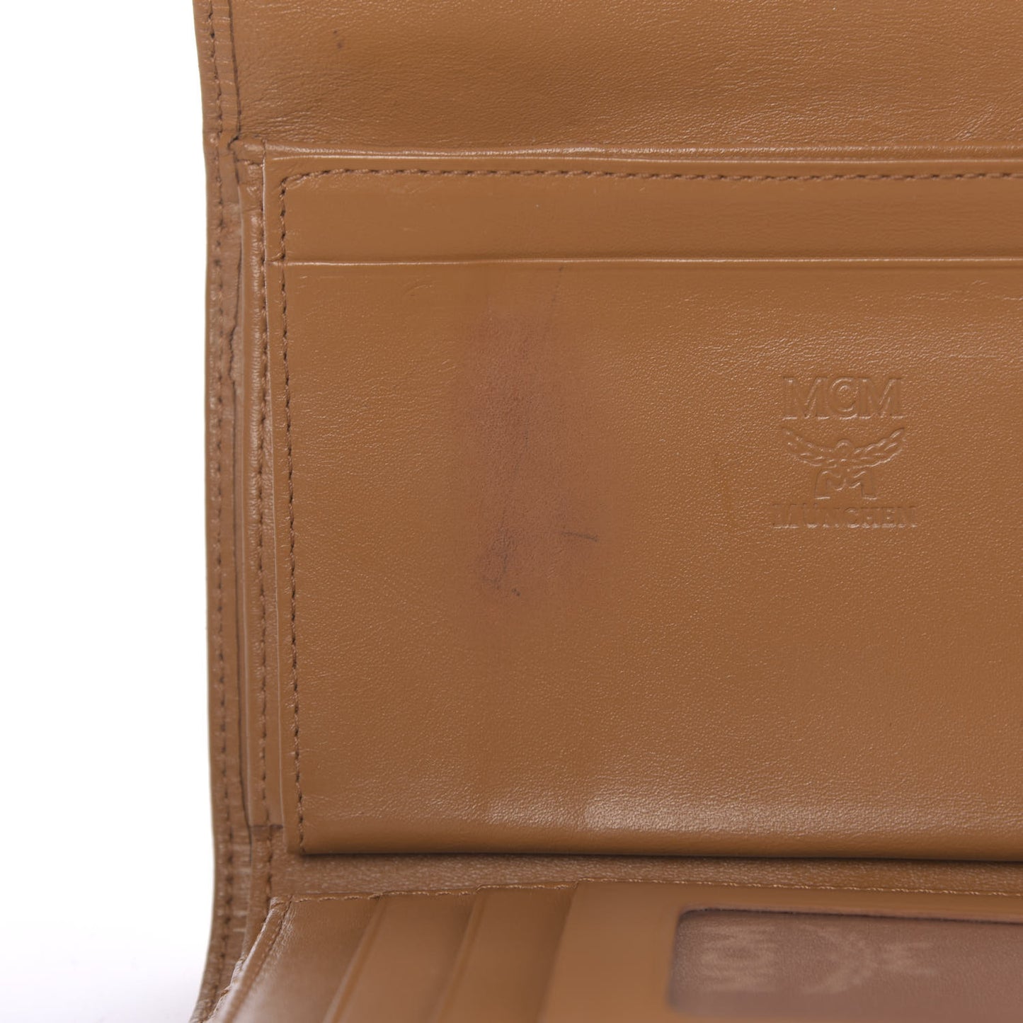 Visetos Crocodile Embossed Medium Tri-Fold Flap Wallet Cognac