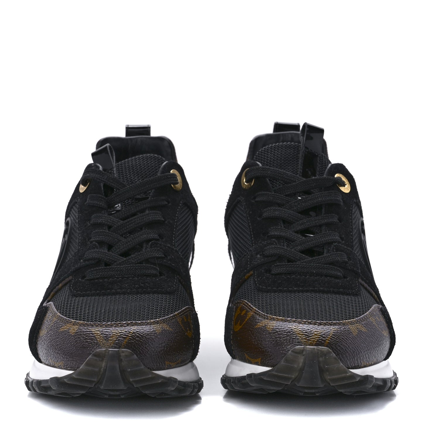 Suede Monogram Run Away Sneakers 36 Black