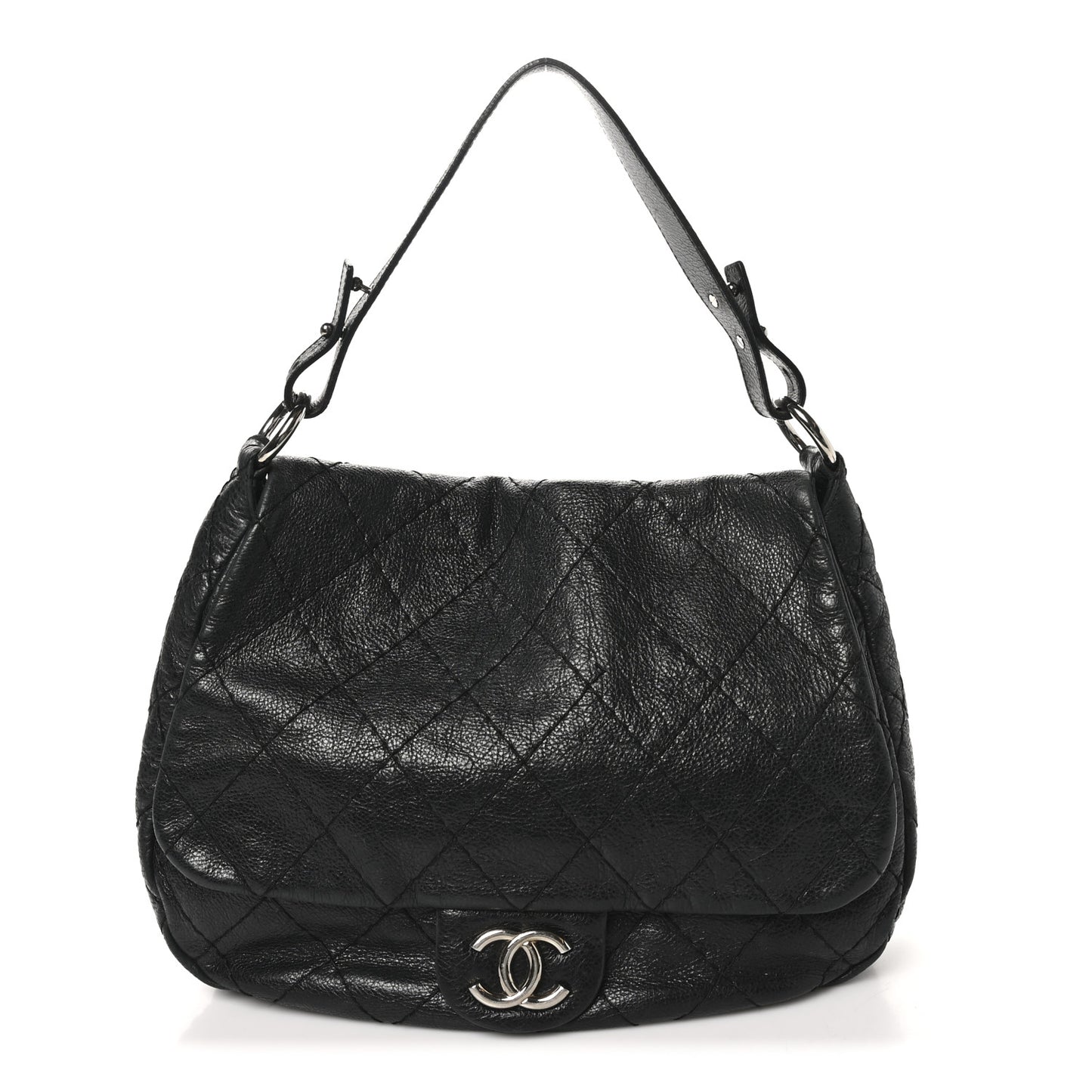 Glazed Calfskin Stitched XL On The Road Flap Black