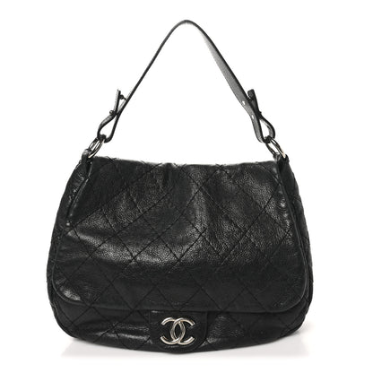 Chanel Glazed Calfskin Stitched XL On The Road Flap Black 1 of 12