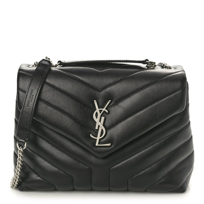 Saint Laurent Calfskin Y Quilted Monogram Small Loulou Chain Satchel Black 1 of 10