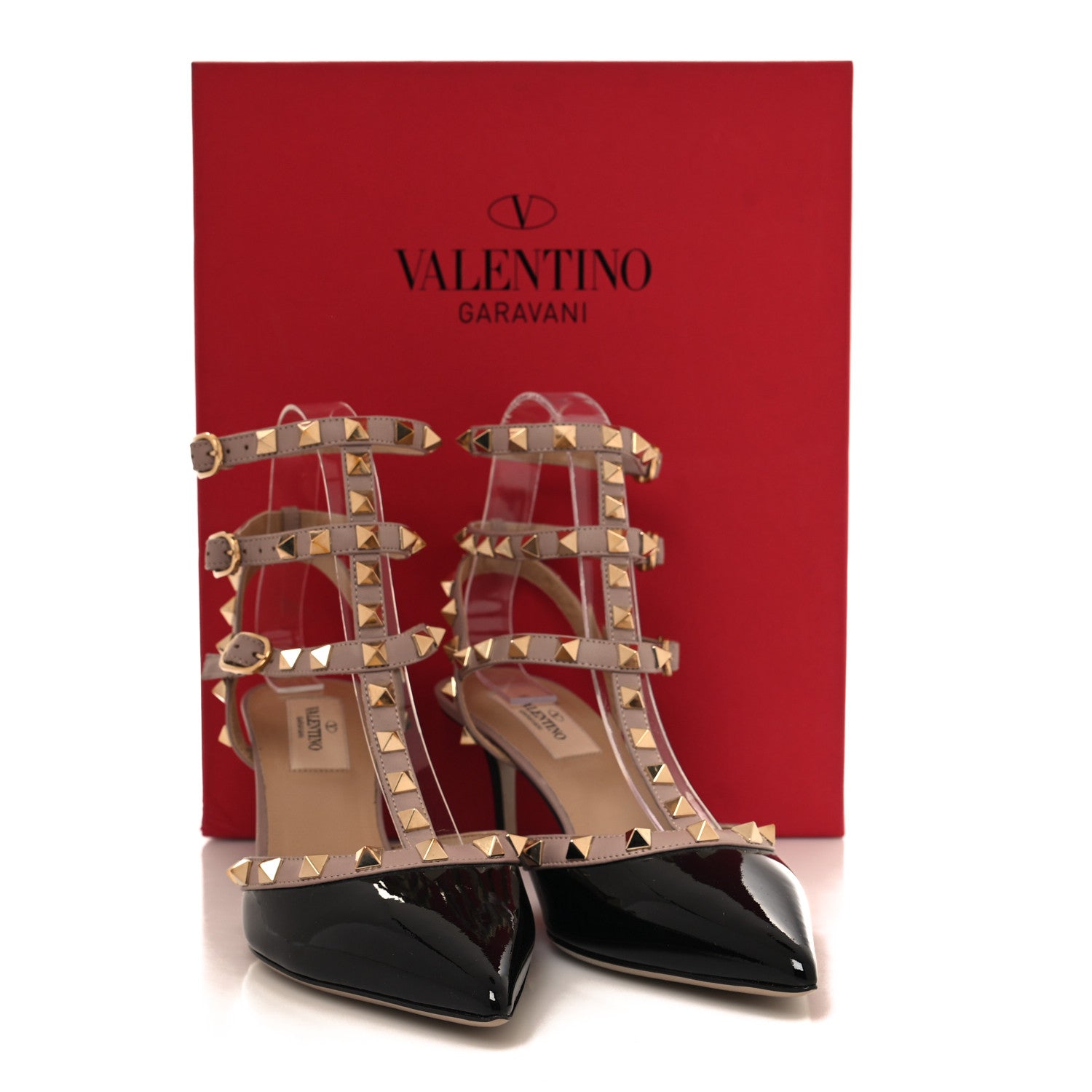 Valentino Garavani Patent Nappa Rockstud Ankle Strap 65mm Pumps 37 Black Poudre 9 of 9