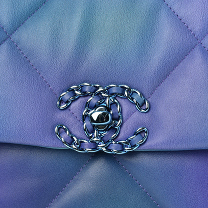 Chanel Tie Dye Calfskin Quilted Medium Chanel 19 Flap Blue Purple 10 of 12