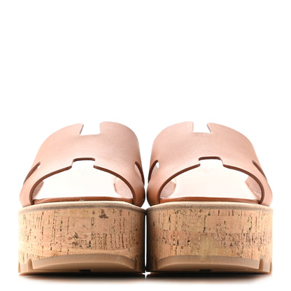 Hermes Calfskin Cork Eze 30 Sandals 37 Marron Glaise 2 of 8