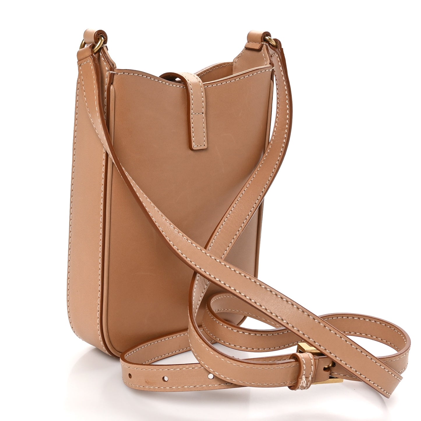 Smooth Calfskin Le 5 A 7 Vertical Hobo Brown Gold