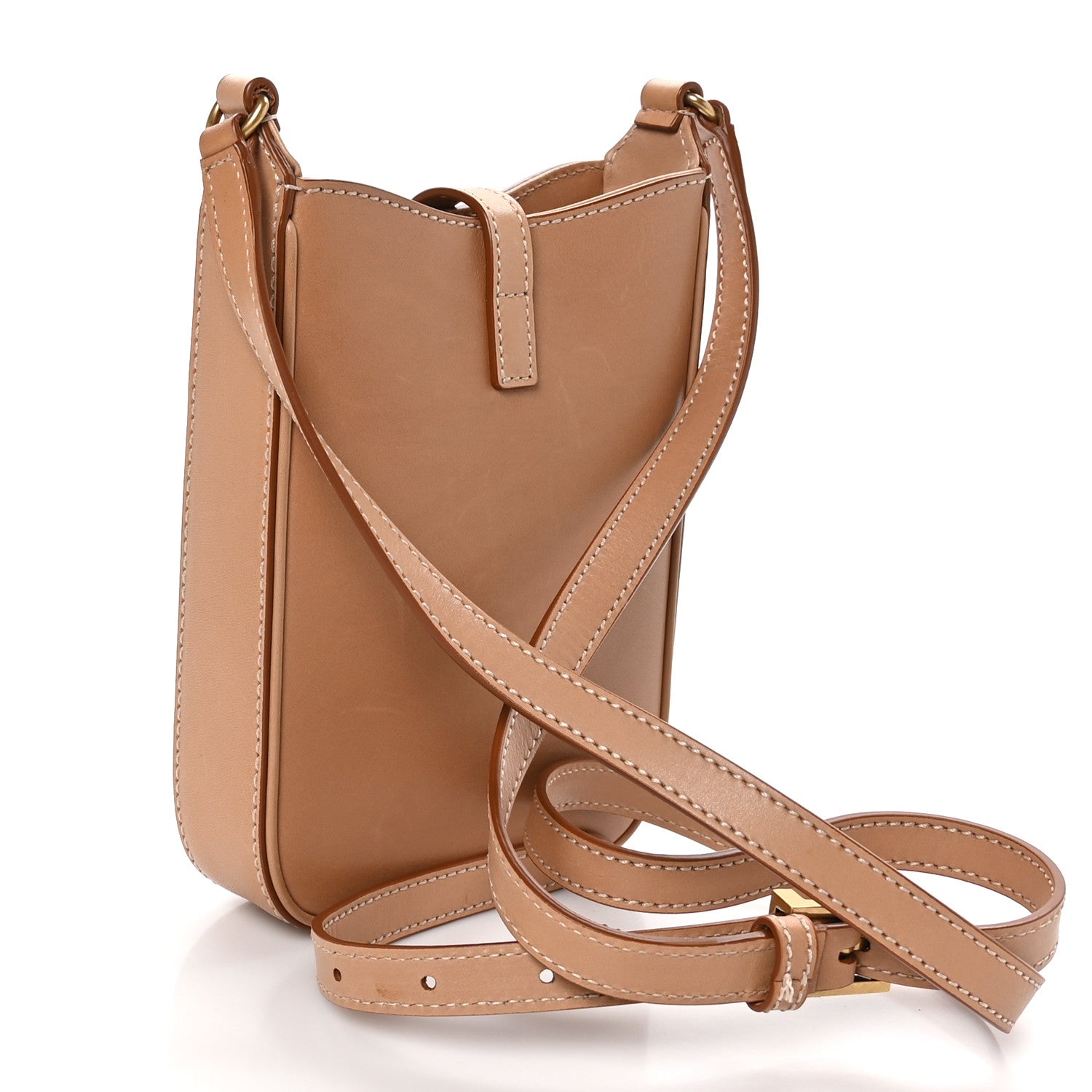 Saint Laurent Smooth Calfskin Le 5 A 7 Vertical Hobo Brown Gold 3 of 11
