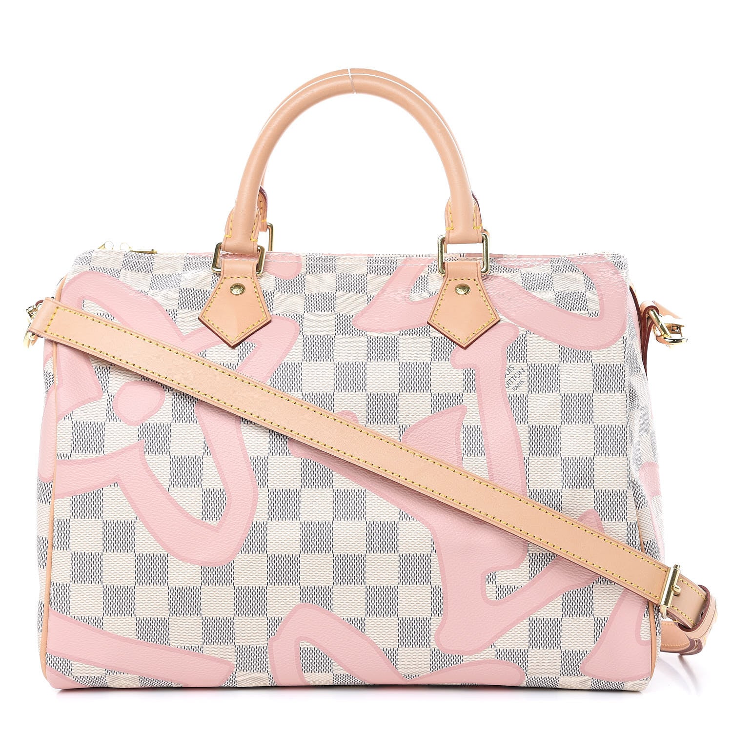 Louis Vuitton Damier Azur Tahitienne Speedy Bandouliere 30 Rose Ballerine 1 of 13