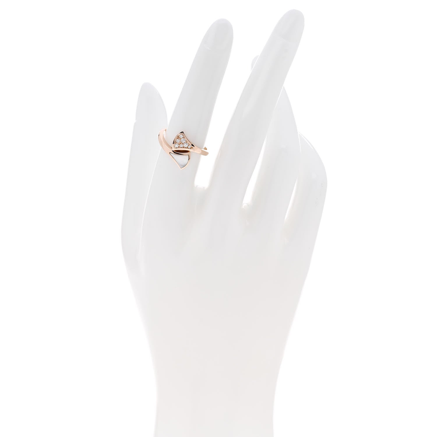 Bulgari 18K Rose Gold Diamond Mother of Pearl Divas' Dream Ring 53 6.5 2 of 6
