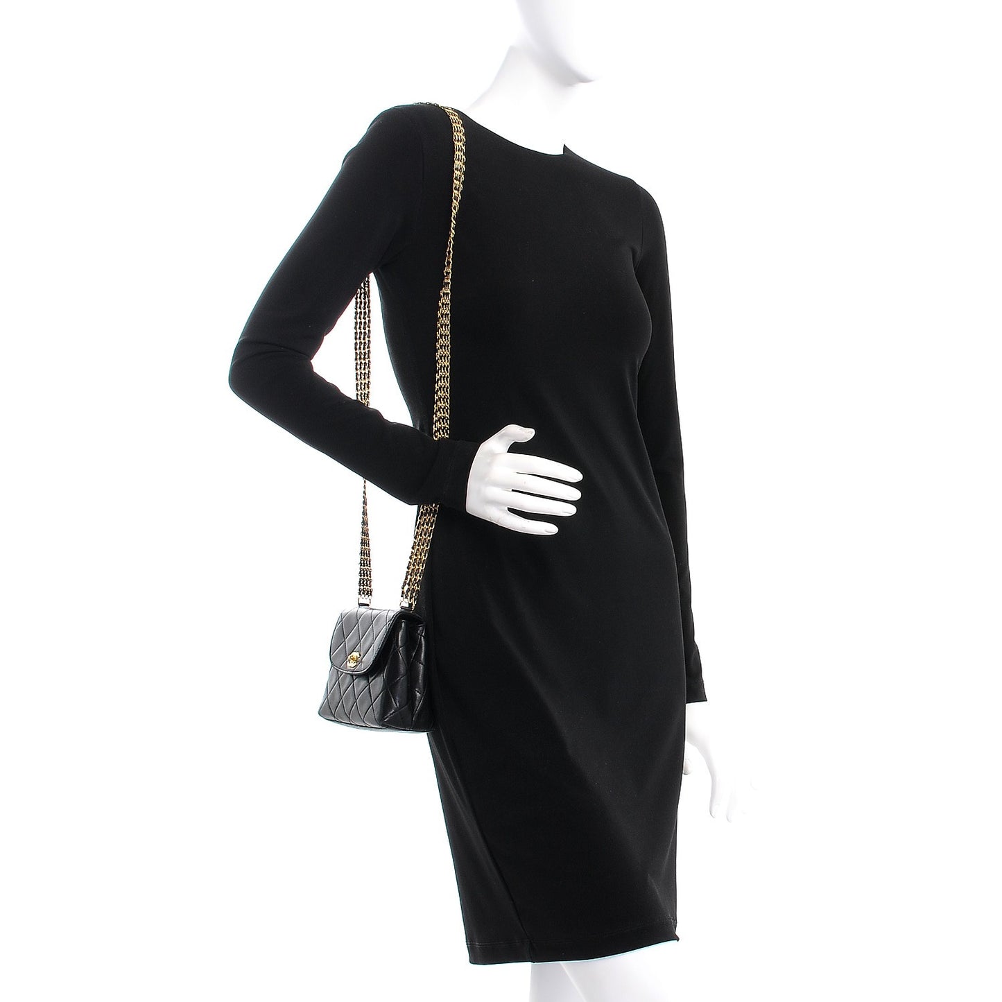Lambskin Quilted 4 Chain Mini Flap Black