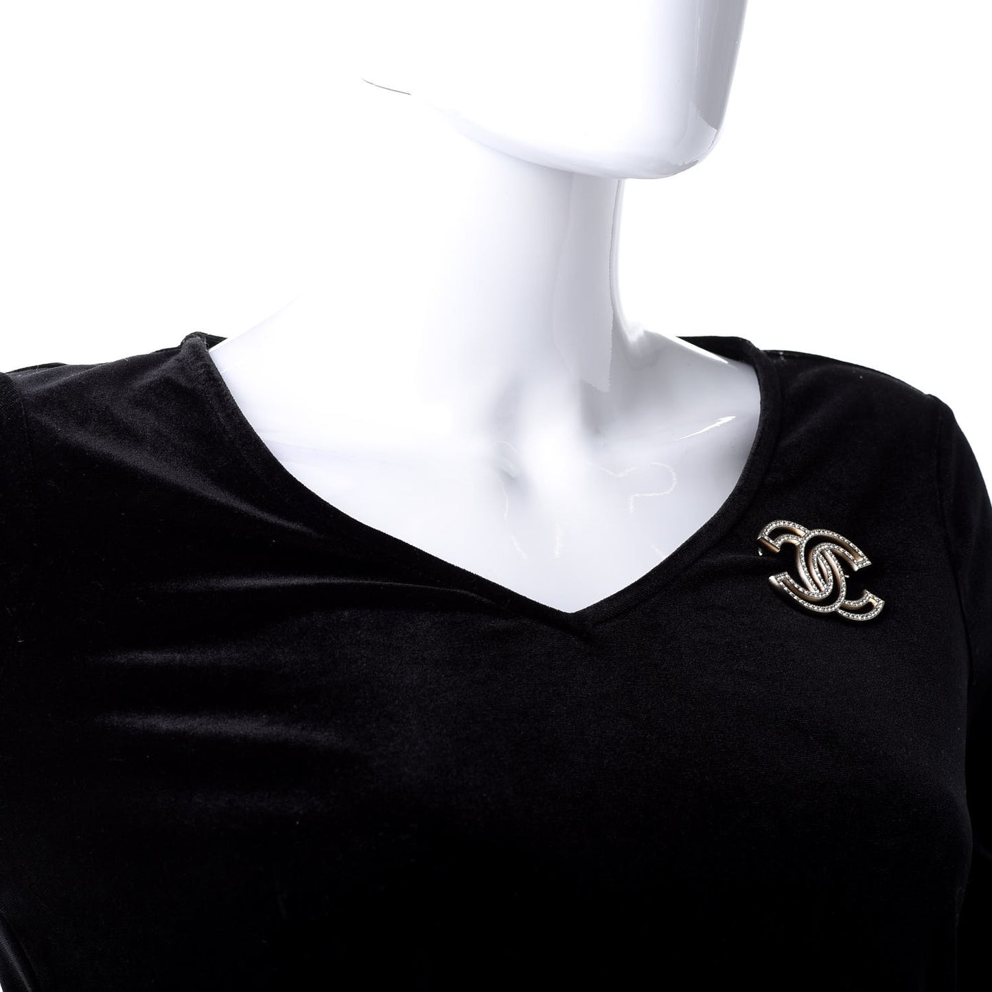 Crystal CC Brooch Light Gold