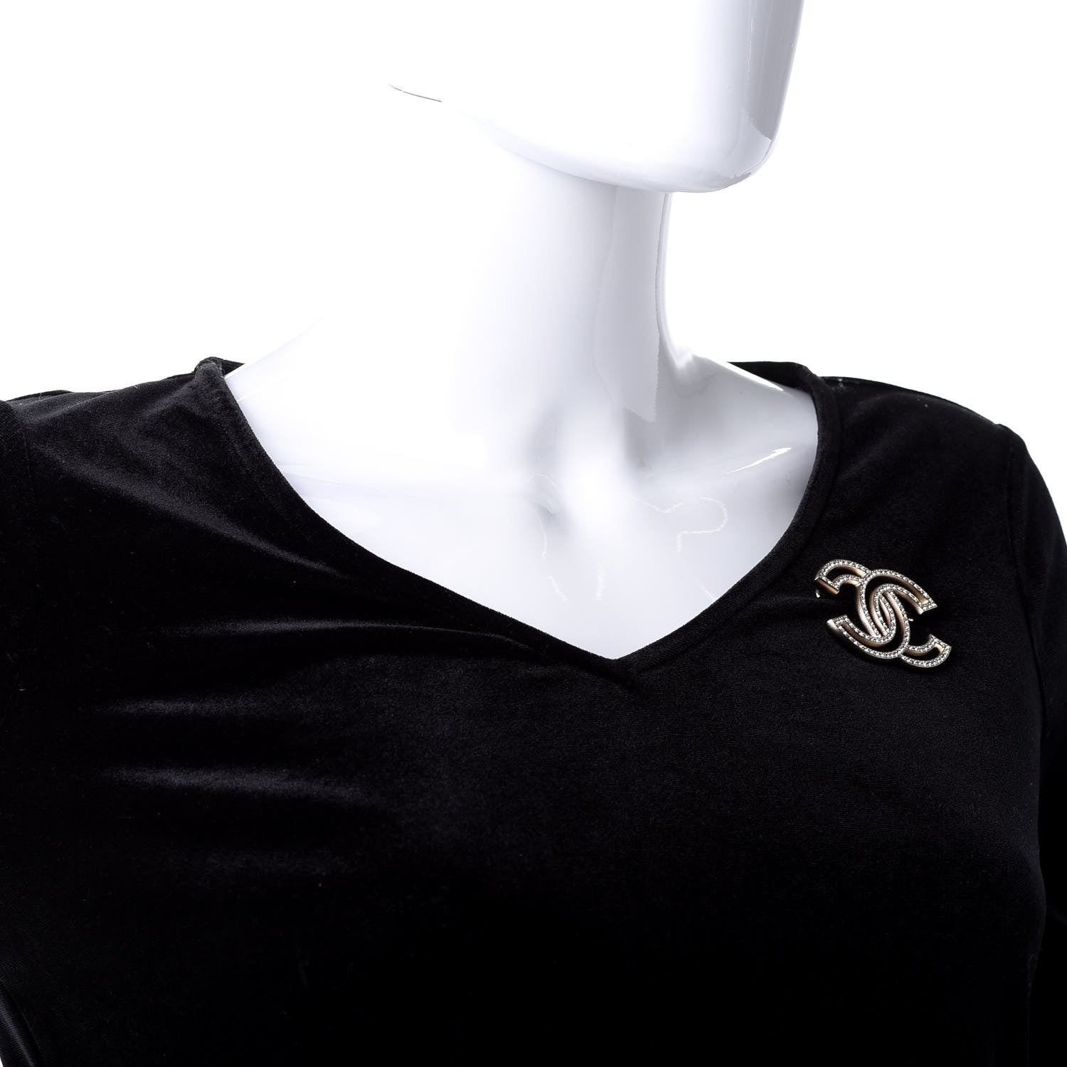 Chanel Crystal CC Brooch Light Gold 2 of 5