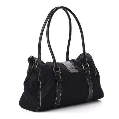 Prada Tessuto Nylon Twist Soft Calfskin Shoulder Bag Black 3 of 10