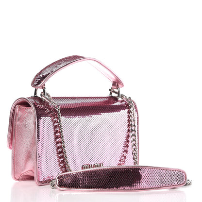 Miu Miu Paillettes Sequin Cleo Top Handle Rosa 3 of 6
