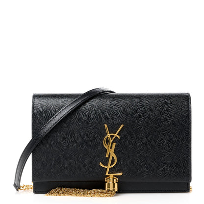 Saint Laurent Grain De Poudre Classic Monogram Kate Tassel Chain Wallet Black 1 of 9