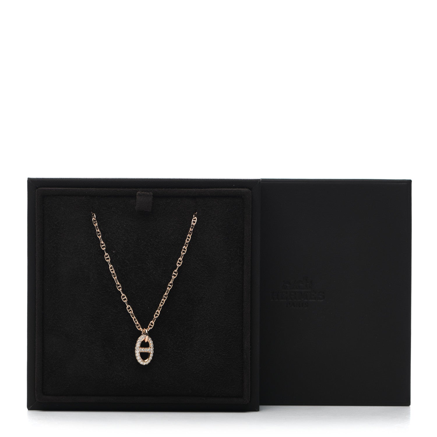 Hermes 18K Rose Gold Diamond PM New Farandole Pendant Necklace ST 6 of 6