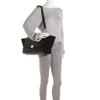 Celine Drummed Calfskin Suede Medium Trapeze Black 2 of 9