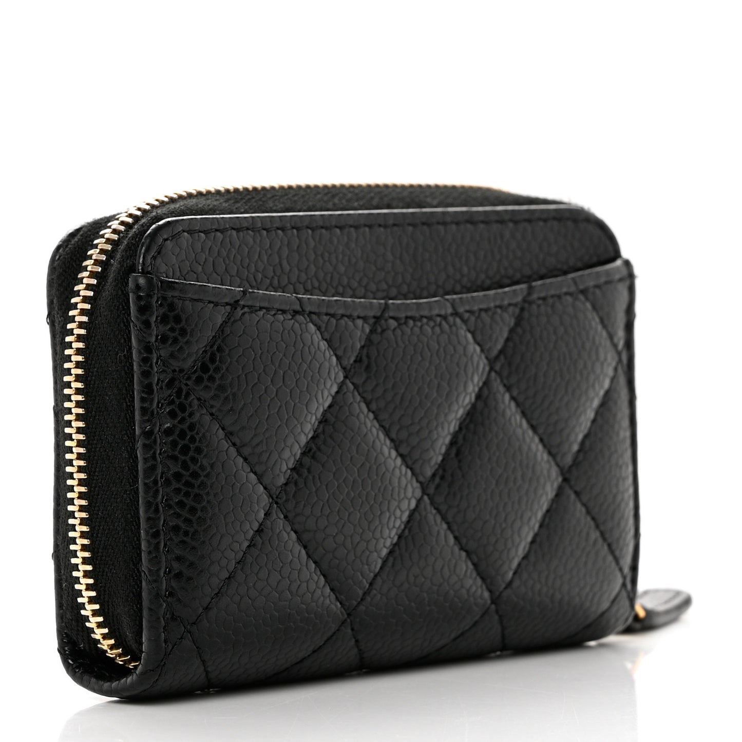 Caviar Quilted Zip Coin Purse Black