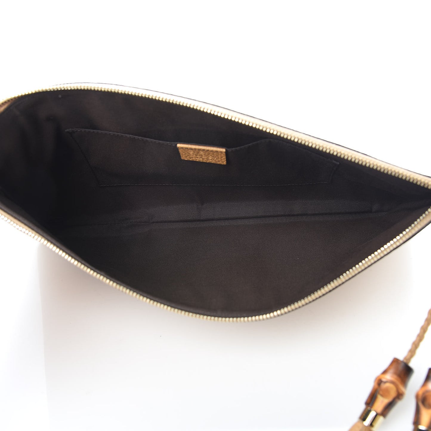 Pebbled Calfskin Large Bamboo Clutch Brown