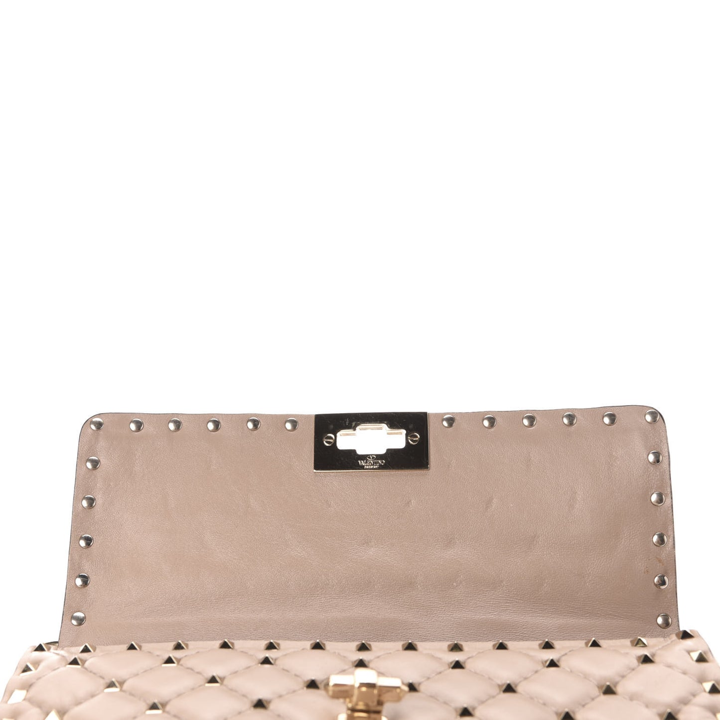 Lambskin Medium Rockstud Spike Shoulder Bag Poudre