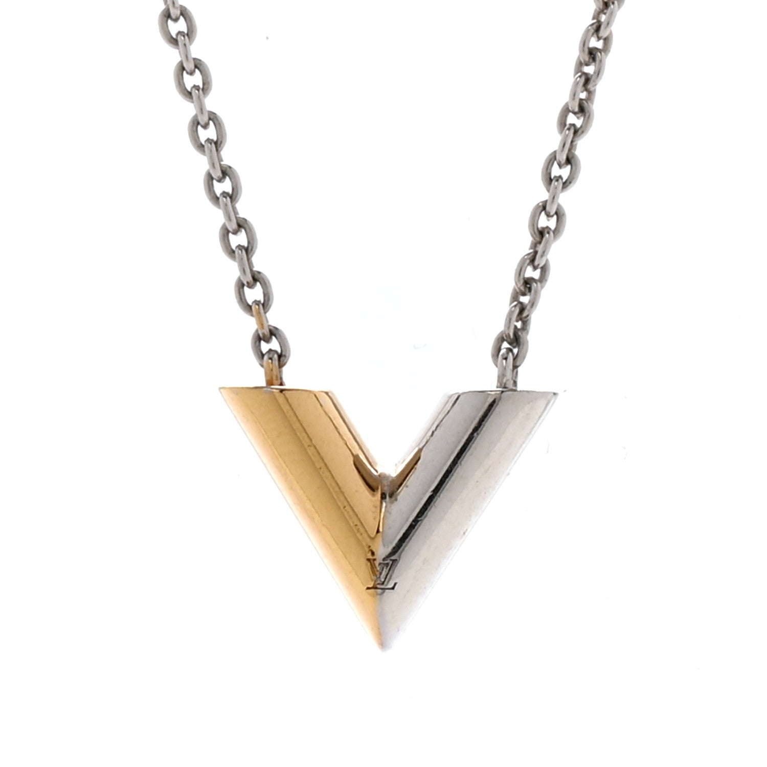 Louis Vuitton Essential V Uniformes Necklace Silver Gold 4 of 5