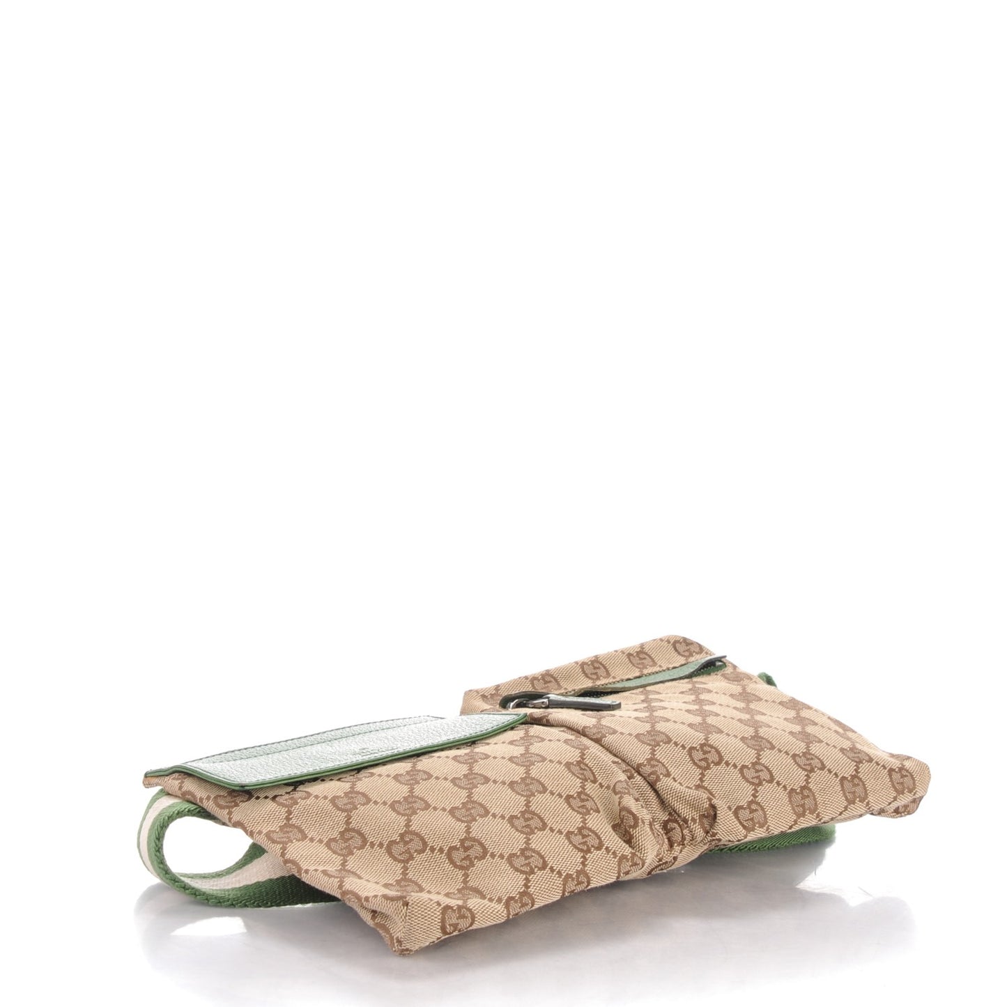 GG Monogram Web Double Pocket Belt Bag Green