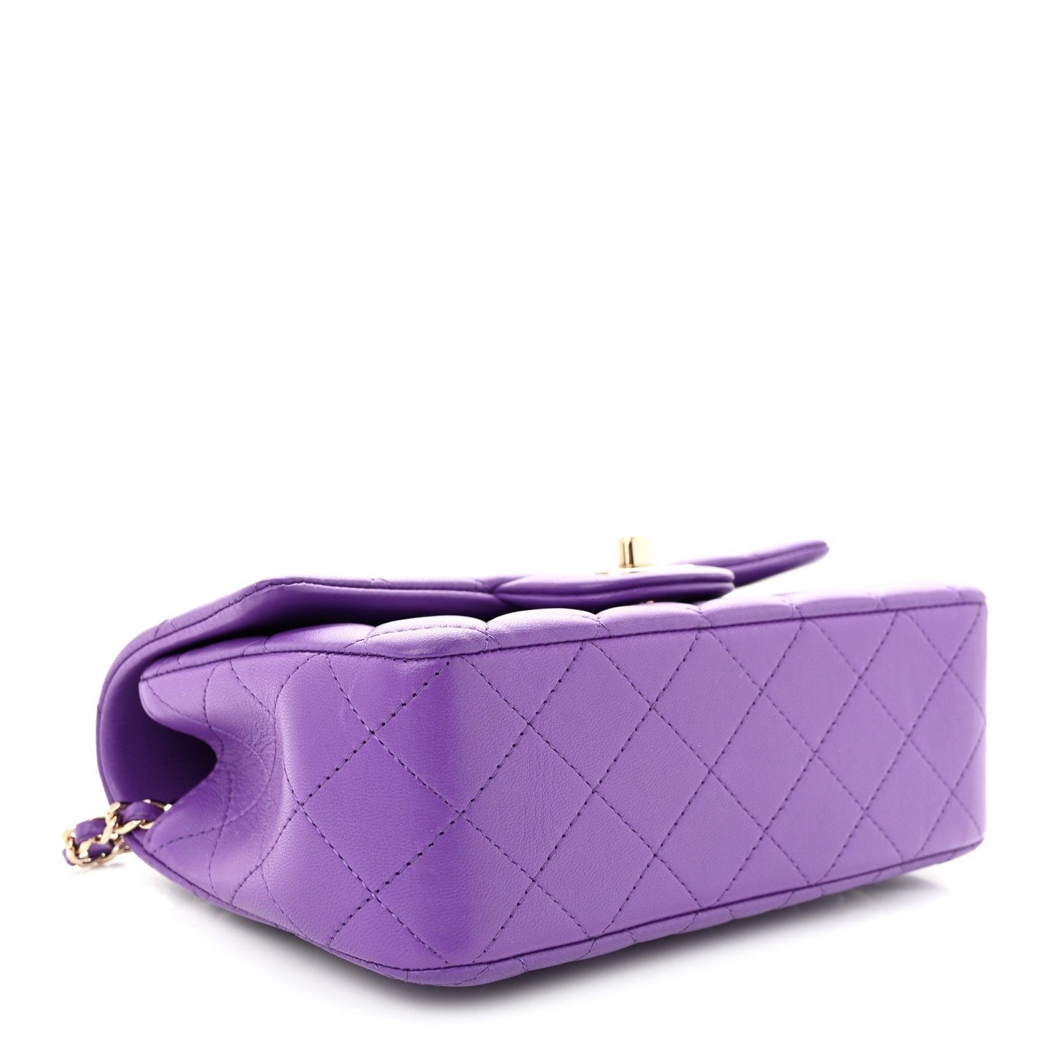 Chanel Lambskin Quilted Mini Top Handle Rectangular Flap Dark Purple 4 of 10