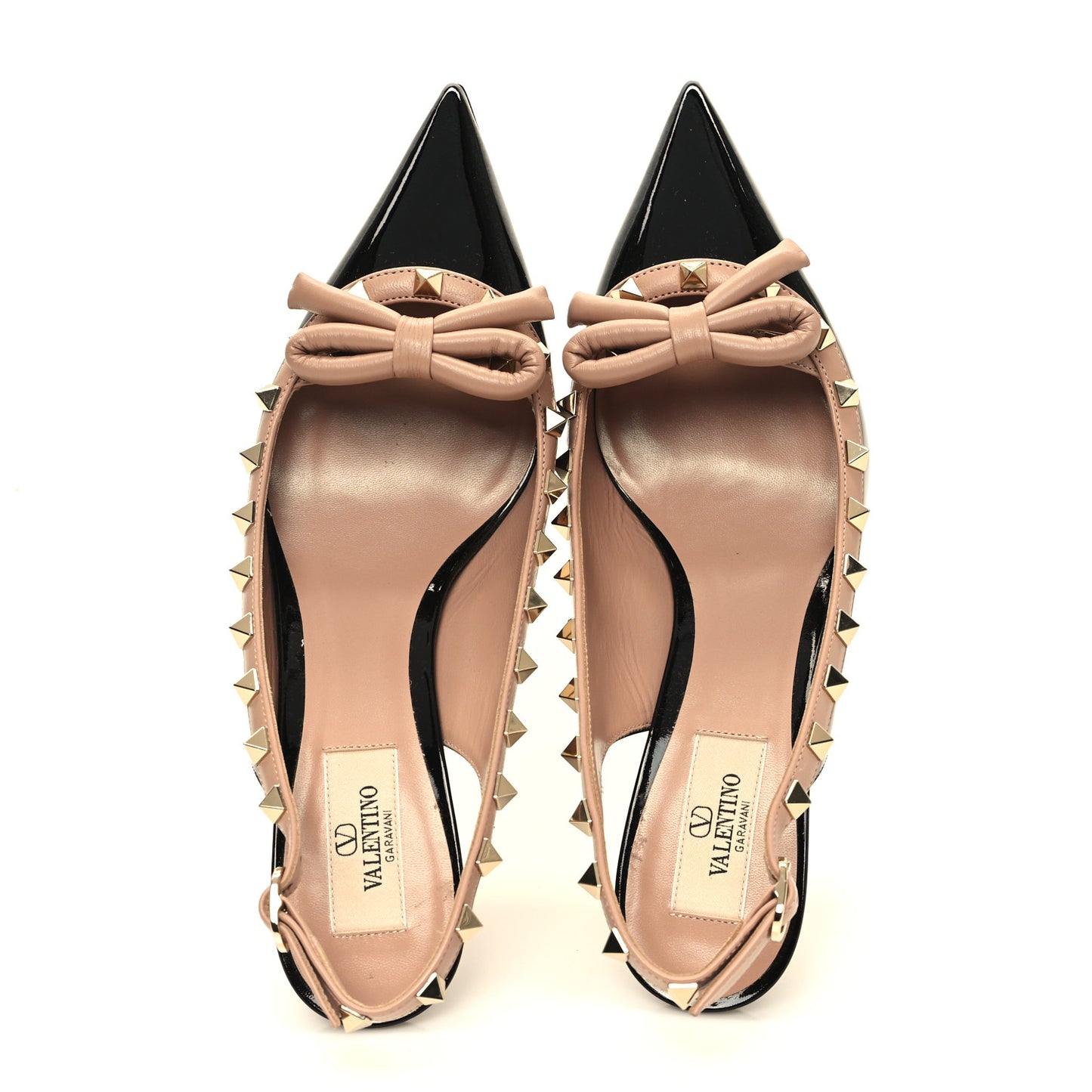 Patent Rockstud Bow Slingback Pumps 38.5 Black Poudre