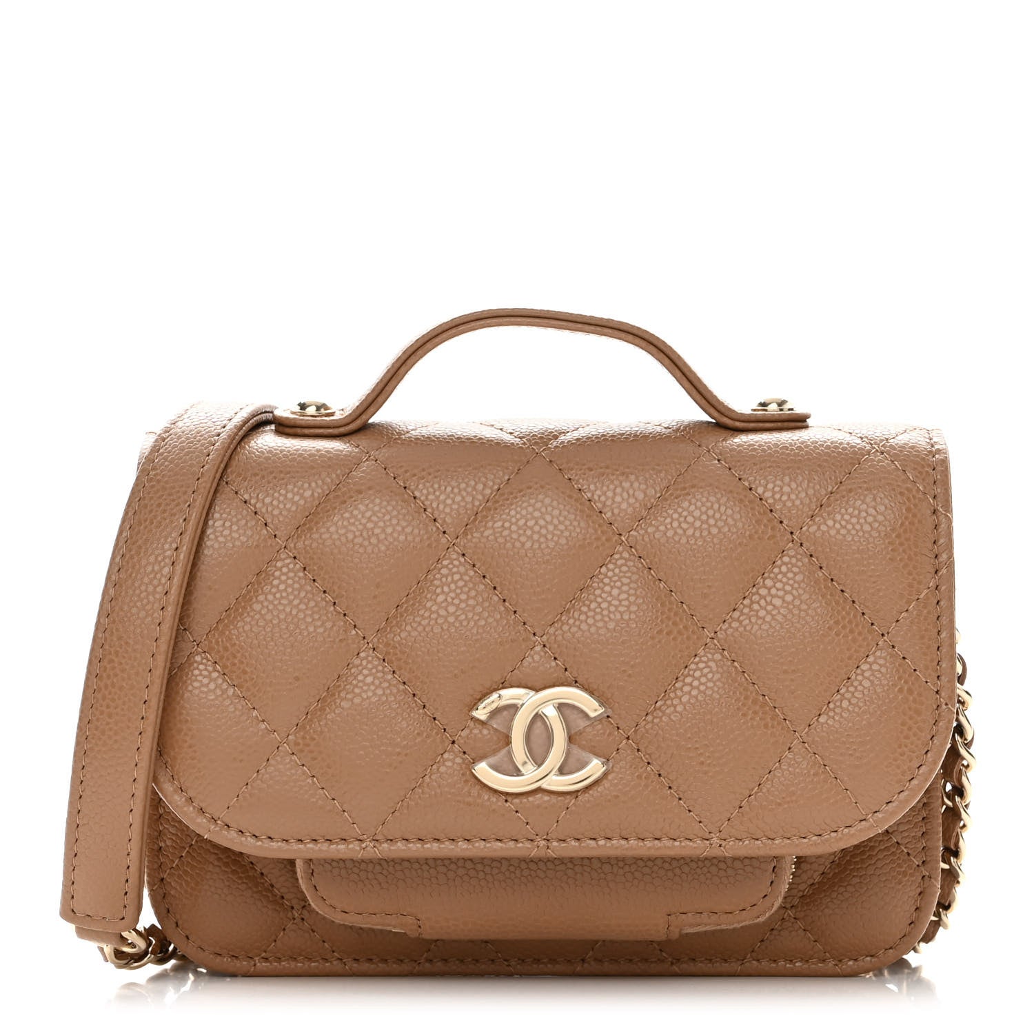 Chanel Caviar Quilted Business Affinity Clutch With Chain Flap Dark Beige 1 of 13