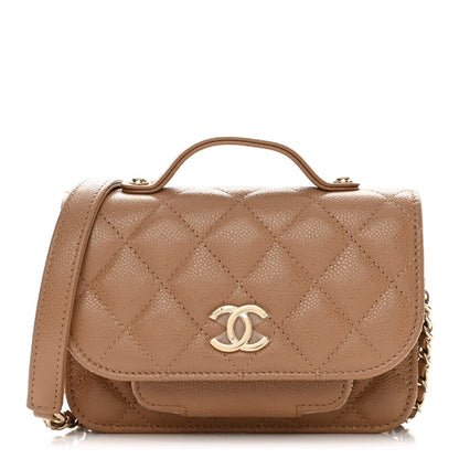 Chanel Caviar Quilted Business Affinity Clutch With Chain Flap Dark Beige 1 of 13