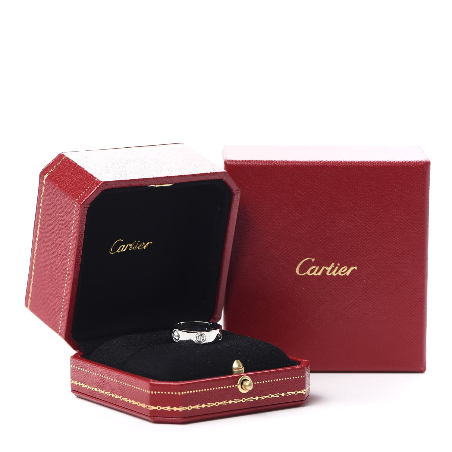 Cartier 18K White Gold 3 Diamond 5.5mm LOVE Ring 52 6 6 of 6