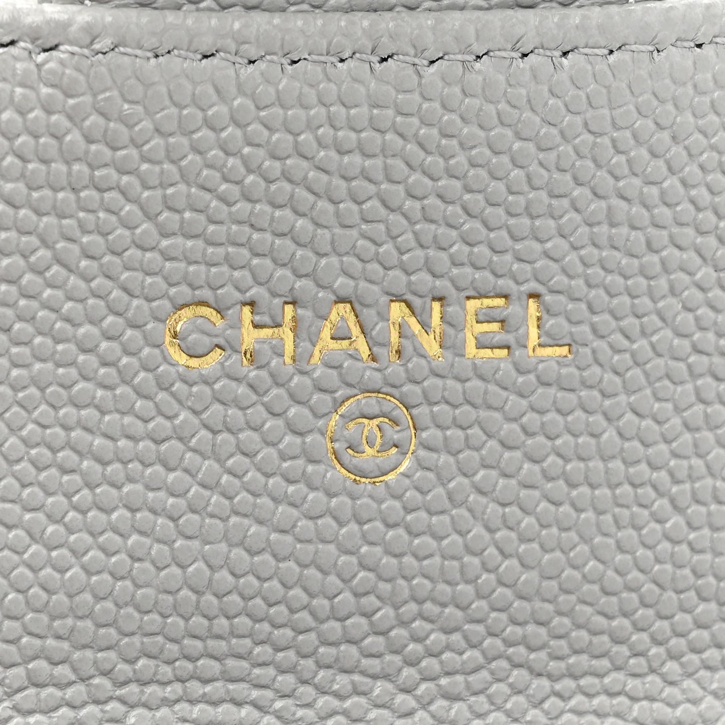 Caviar Quilted Flap Card Holder Wallet Grey