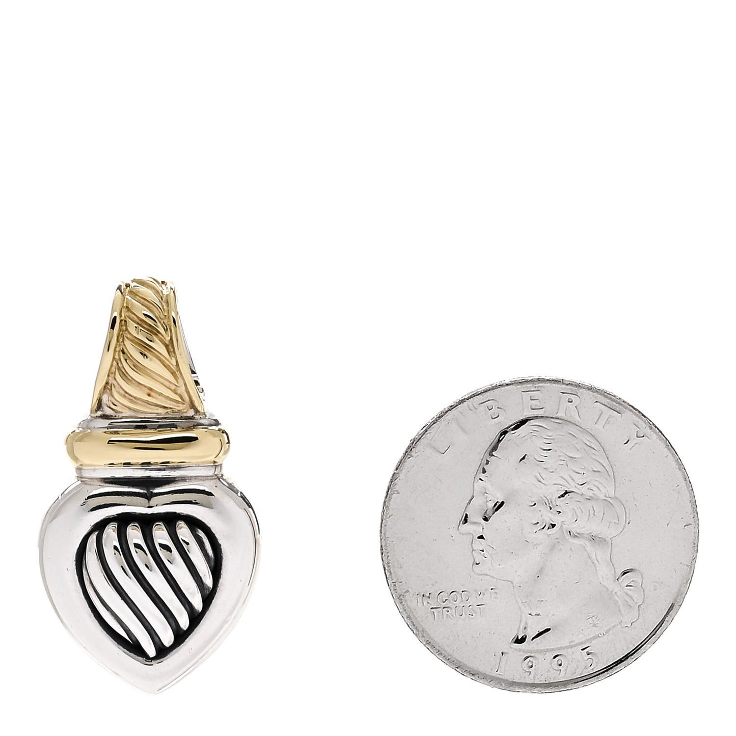 Sterling Silver 18K Yellow Gold Cable Heart Enhancer Pendant