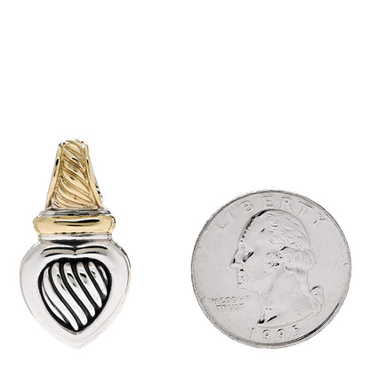 David Yurman Sterling Silver 18K Yellow Gold Cable Heart Enhancer Pendant 2 of 6