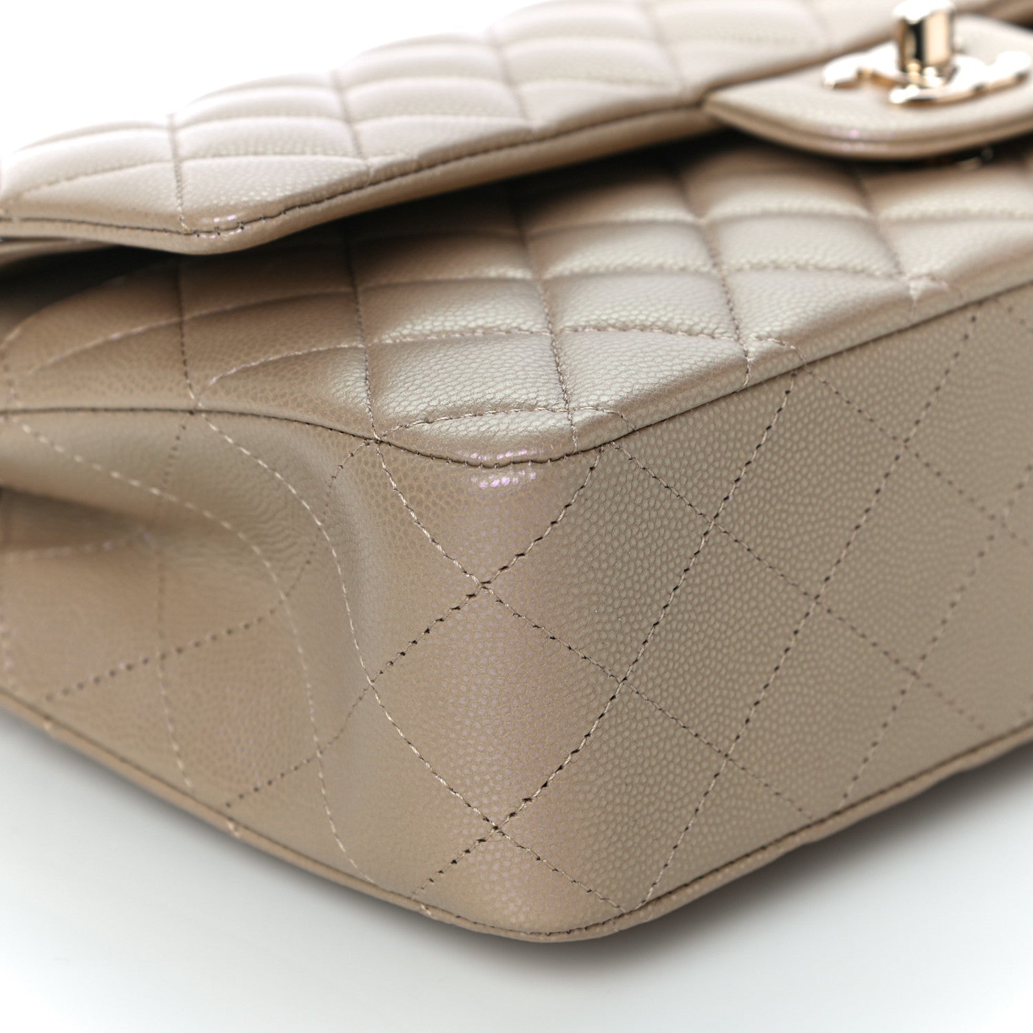 Chanel Iridescent Caviar Quilted Medium Double Flap Dark Beige 8 of 10