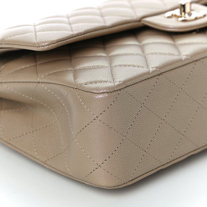Chanel Iridescent Caviar Quilted Medium Double Flap Dark Beige 8 of 10