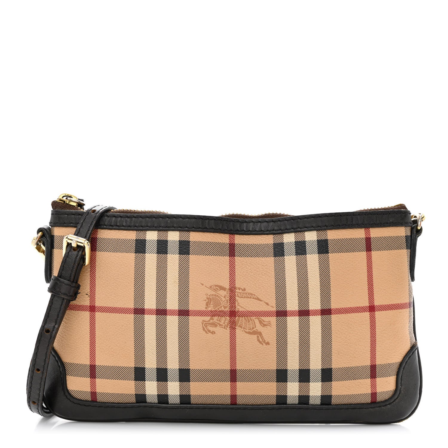 Burberry Haymarket Check Small Peyton Crossbody Clutch Bag Chocolate 1 of 17