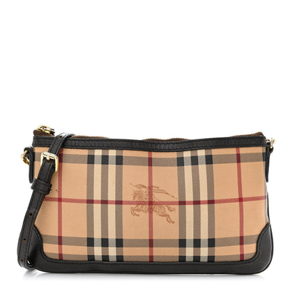 Burberry Haymarket Check Small Peyton Crossbody Clutch Bag Chocolate 1 of 17