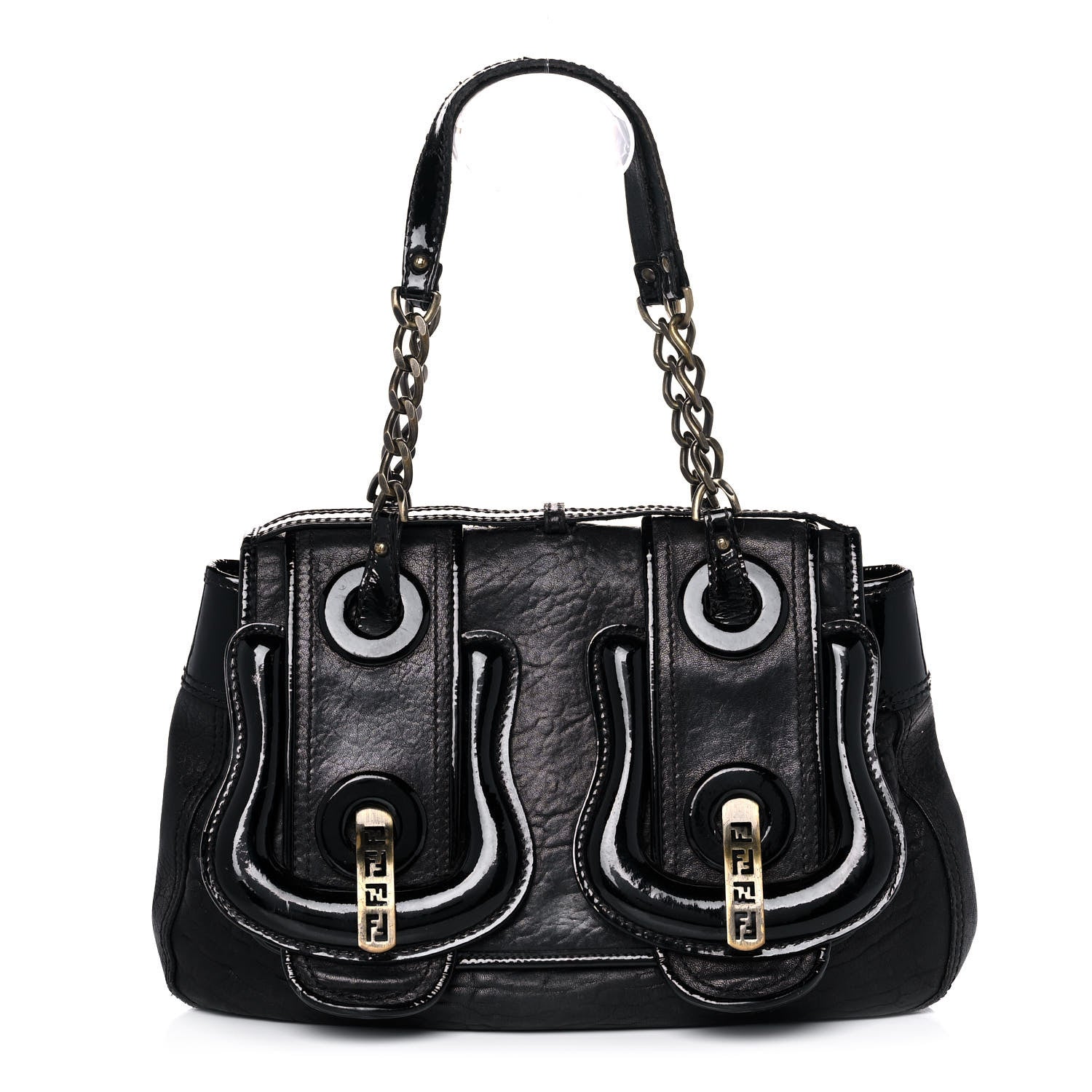 Fendi Nappa Patent B Bag Black 1 of 14