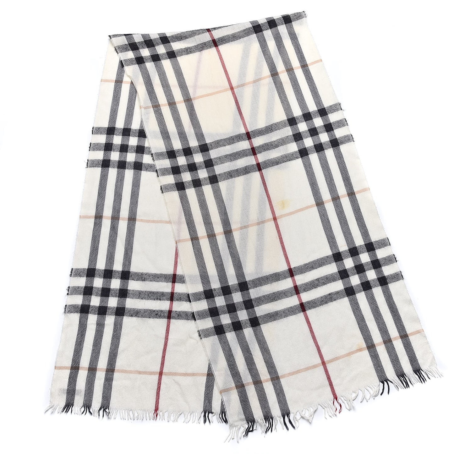 Wool Silk Gauze Giant Check Lightweight Scarf