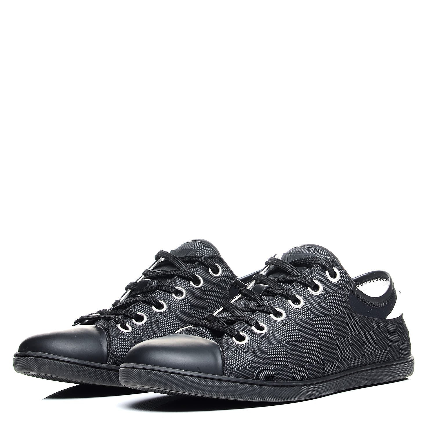 Louis Vuitton Lambskin Damier Graphite Baseball Sneakers 6 Black 3 of 8