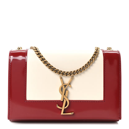 Saint Laurent Nappa Patent Calfskin Two-Toned Small Monogram Kate Satchel Off White Oxblood Red 1 of 10